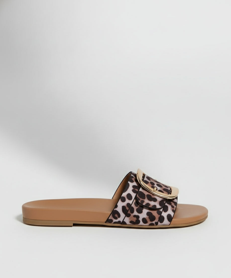 Buckle Leopard Slippers