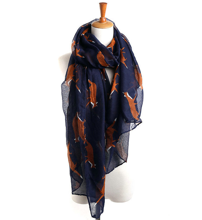 Grey Voile Fox Scarf