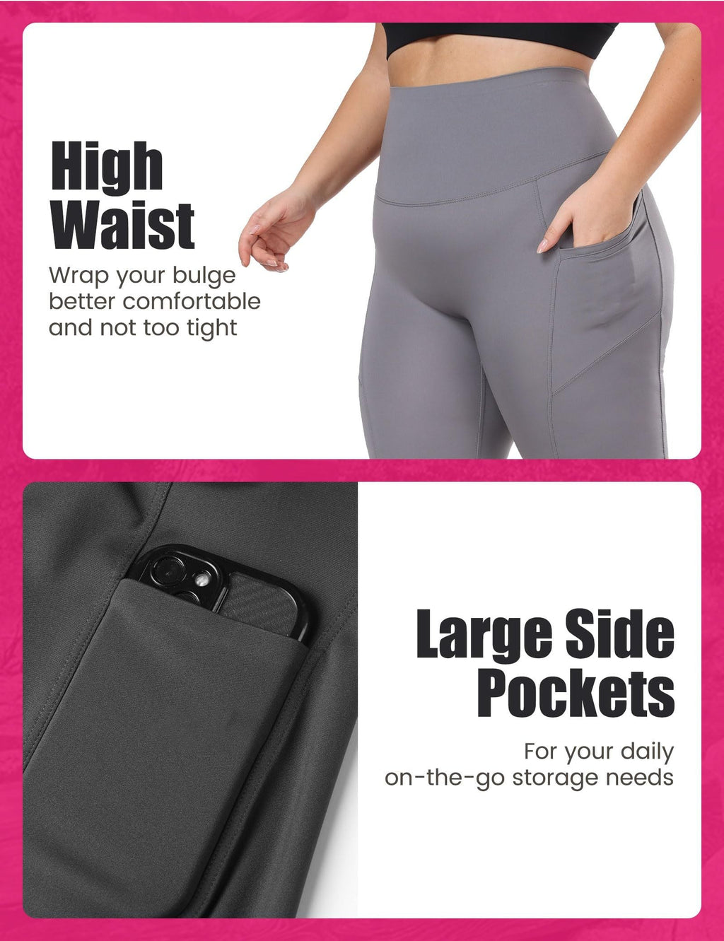 Cropped High-Waisted Yoga Pants with Diagonal Pockets