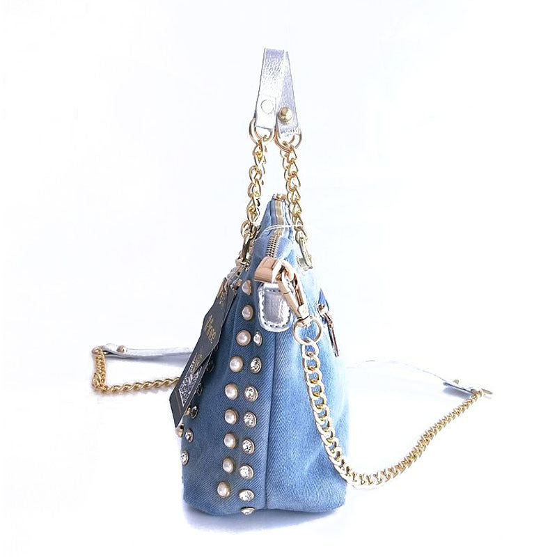 Cowgirl Diamond-studded Denim Messenger Handbag