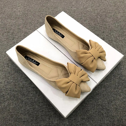 Women's Flats with Bow Flat Heel Ladies Shoes for Women Flats Comfortable Butterfly-knot Nude Flats Zapatos De Mujer Loafers