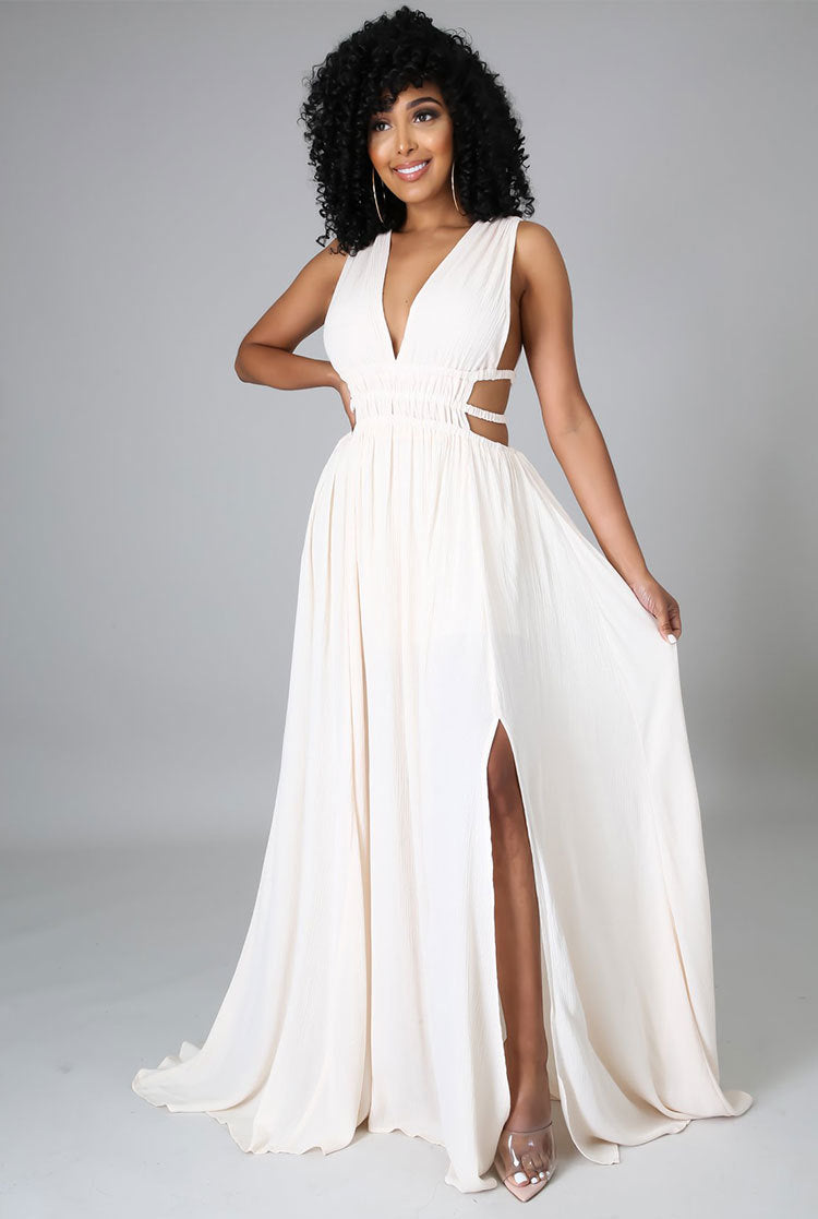 Curve V-neck Maxi Dress