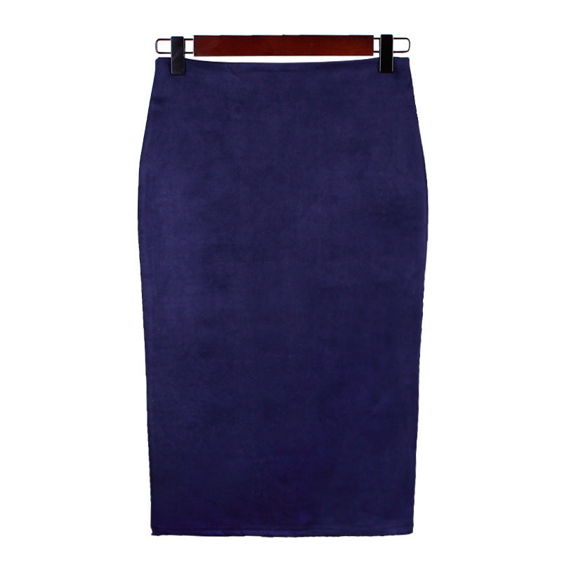 Split Suede Sheath Skirt