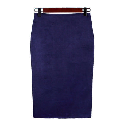 Split Suede Sheath Skirt