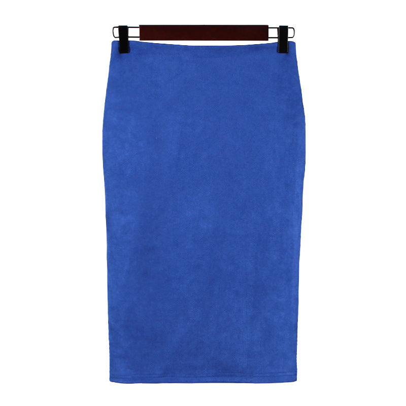 Split Suede Sheath Skirt