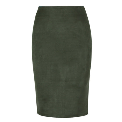 Split Suede Sheath Skirt