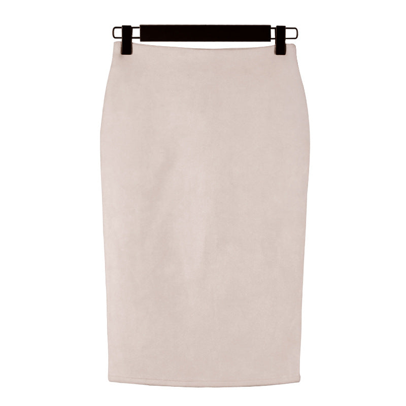 Split Suede Sheath Skirt