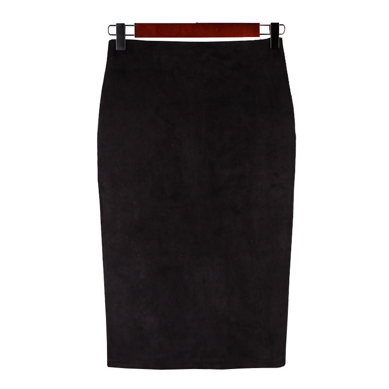 Split Suede Sheath Skirt