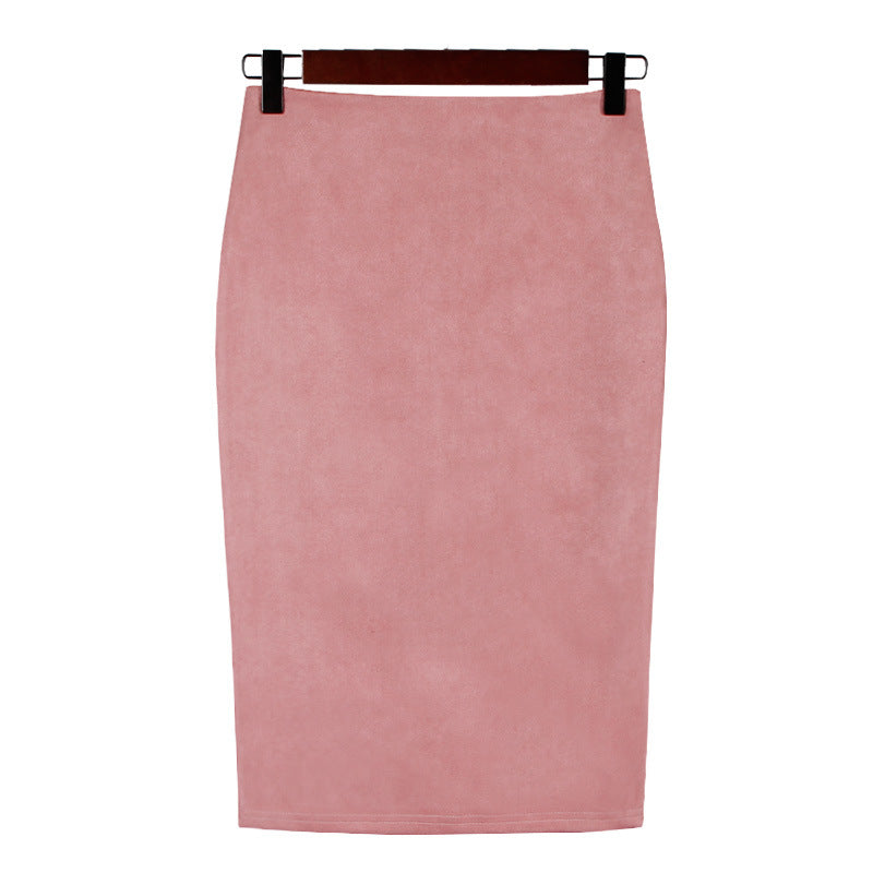 Split Suede Sheath Skirt