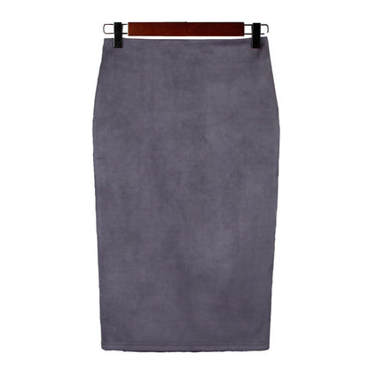 Split Suede Sheath Skirt