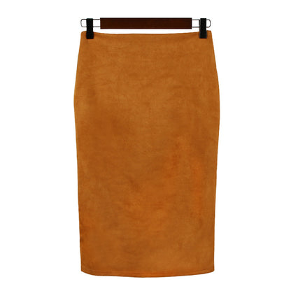 Split Suede Sheath Skirt