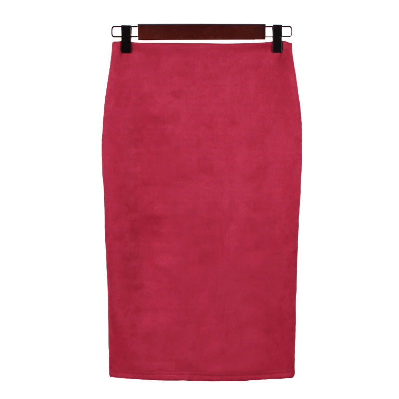 Split Suede Sheath Skirt