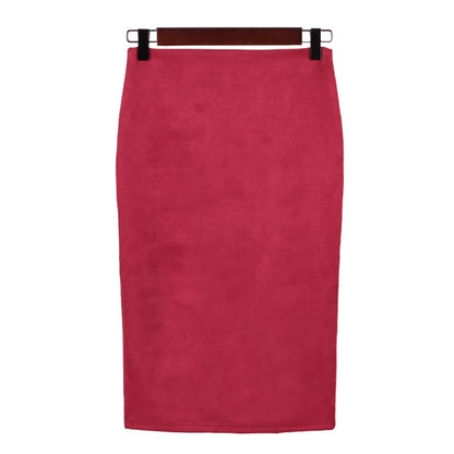 Split Suede Sheath Skirt