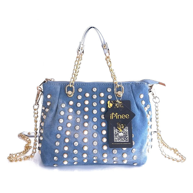Cowgirl Diamond-studded Denim Messenger Handbag