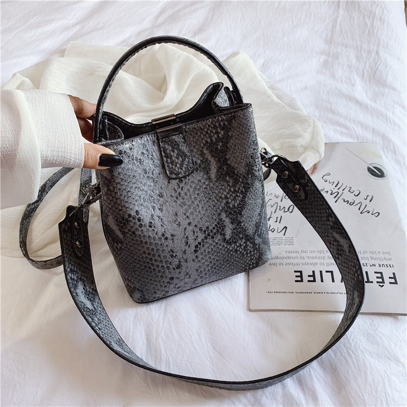 Snake Print Bucket Bag