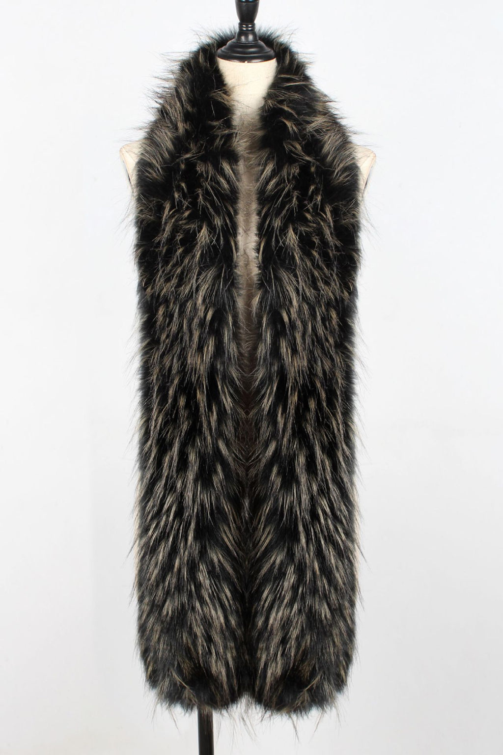 Faux Fur Fox Fur Long Tied Vest