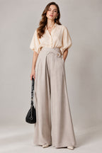 Cross Me Button Straight-Leg Pants