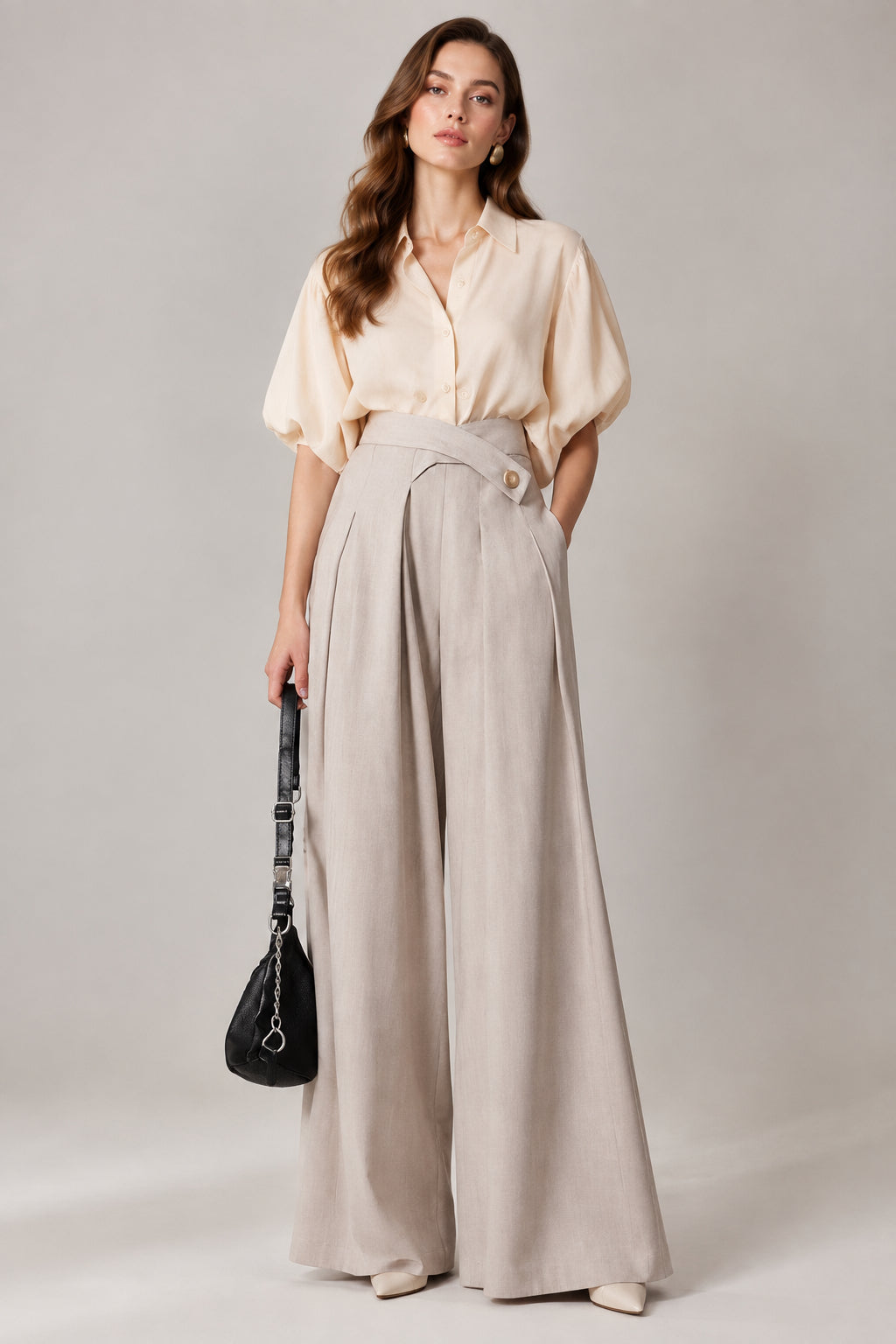 Cross Me Button Straight-Leg Pants