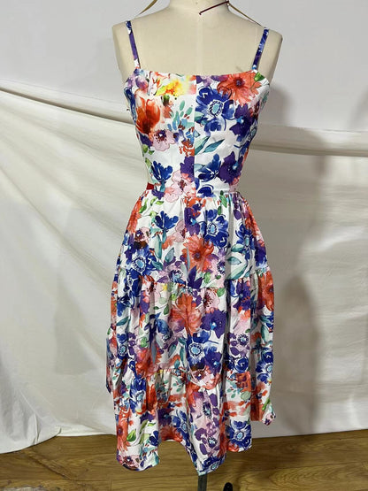 Printed Backless Large Spring Dress