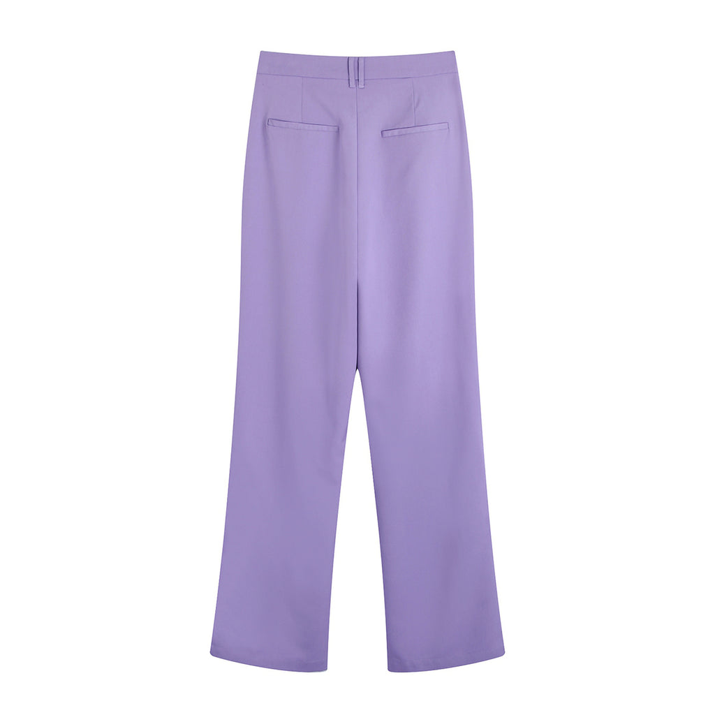 Purple Casual Straight Pants