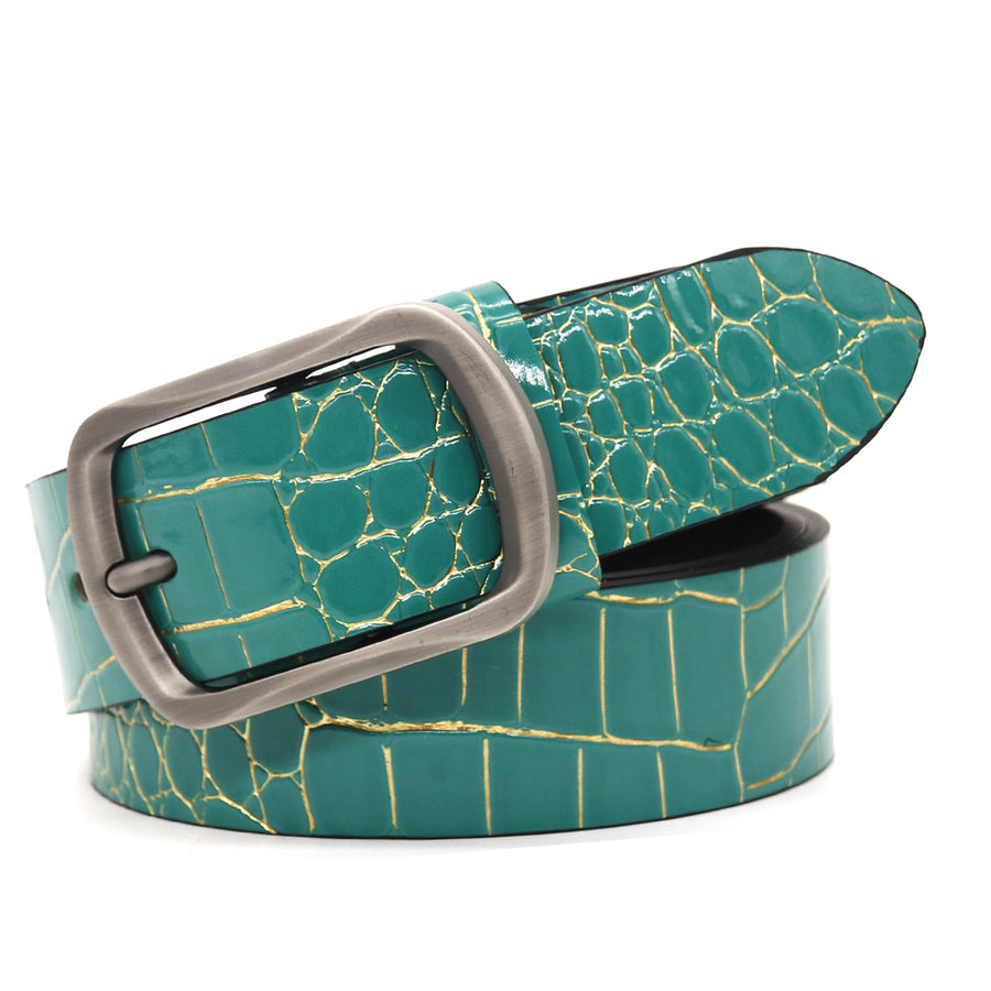 Crocodile Emboss PU Leather Pin Buckle Belt