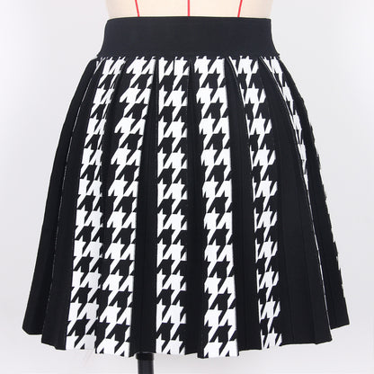 Knitted Houndstooth Skirt