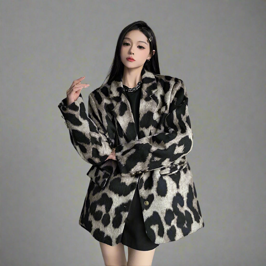 Leopard Print Blazer Coat