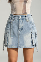 Women's Cargo Denim Pencil Skirt