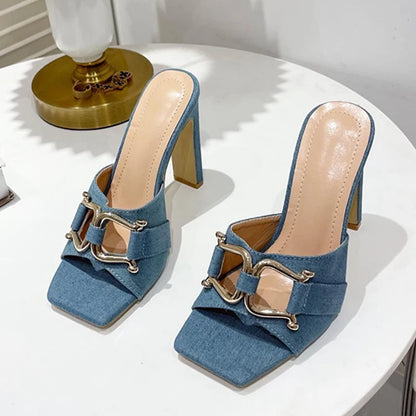 Denim Mules High Heels