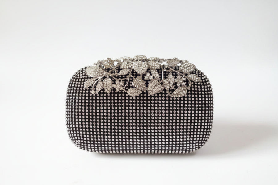 Leaf-shaped Flowers Diamond Dinner Clutch