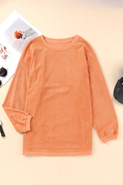 Orange Thanksgiving Thankful Casual Ribbed Corded Sweatshirt