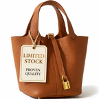 Classic Leather Bucket Bag with Mini Lock & Drawstring Pouch