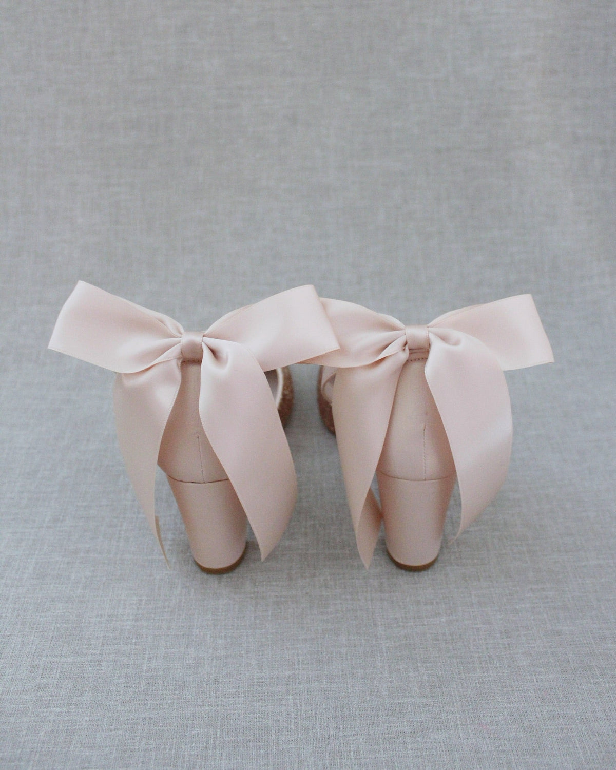 Rock Glitter Block Heel with Blush Satin Back Bow