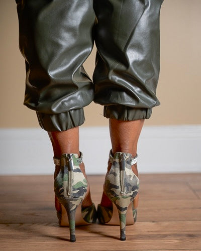 Alana Embellished Ankle Strap Camo Heels