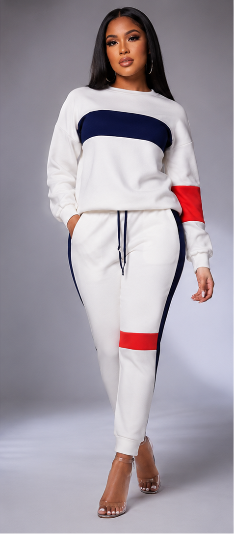 Élan Patchwork Stripe Sweat Set
