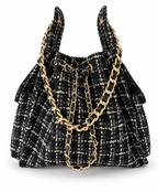Bayshore Bucket Bag Medium - Black Tweed
