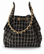 Bayshore Bucket Bag Medium - Black Tweed