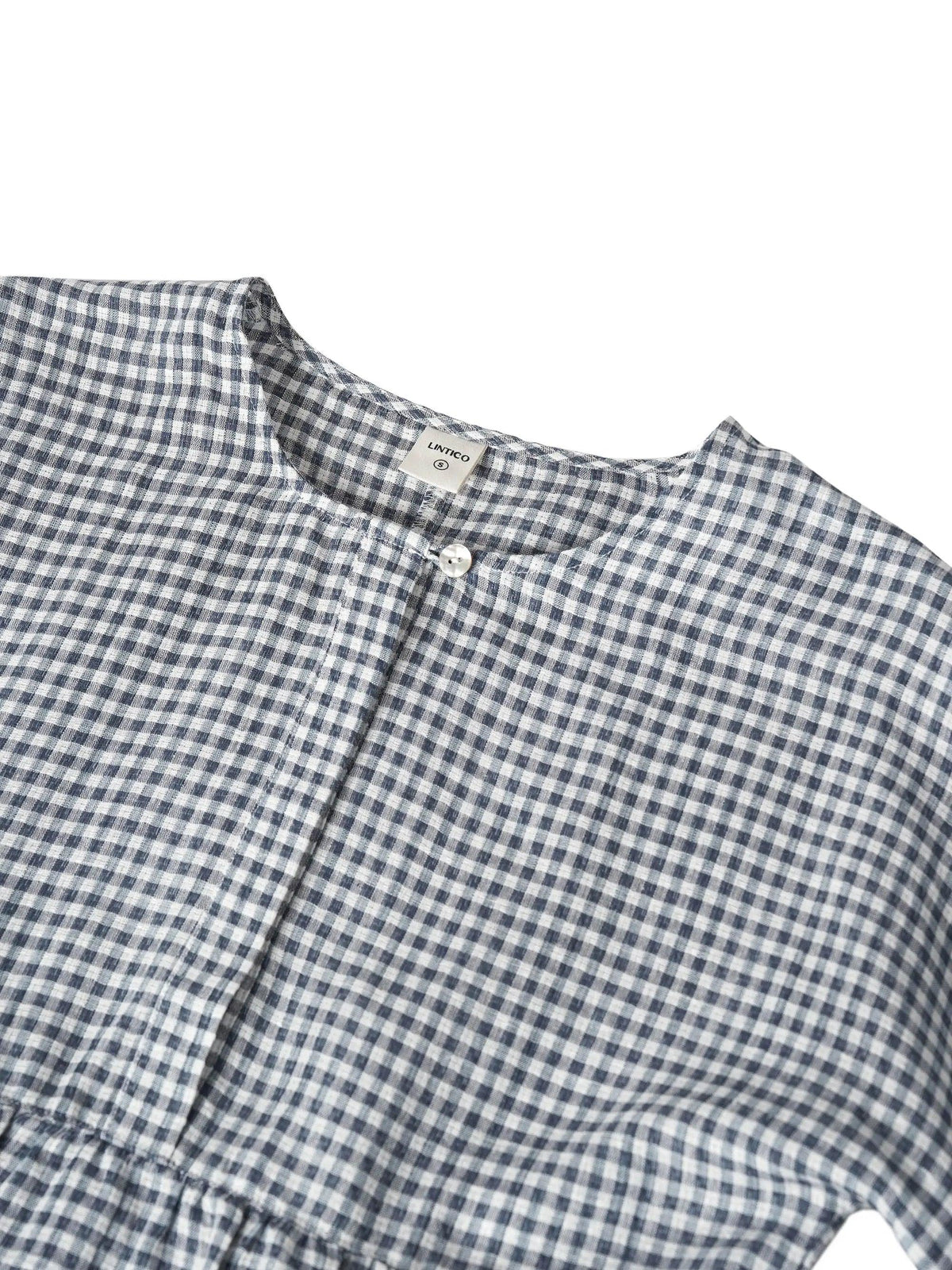 Linen Checked Long-Sleeved Top CAROLINE