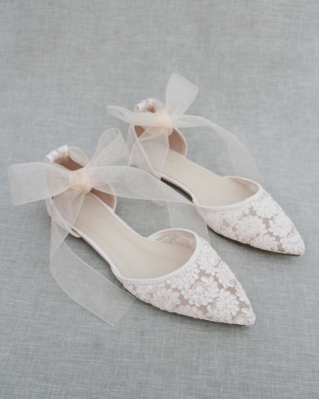 Crochet Lace Pointy Toe with Ankle Tie or Ballerina Lace Up