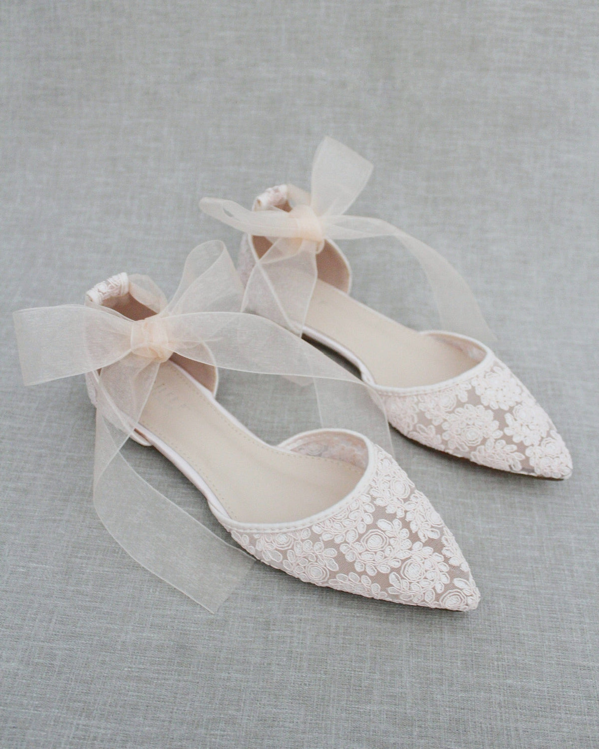Crochet Lace Pointy Toe with Ankle Tie or Ballerina Lace Up