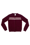 Cashmere Wool Stripe Cardigan In Rasberry Cream