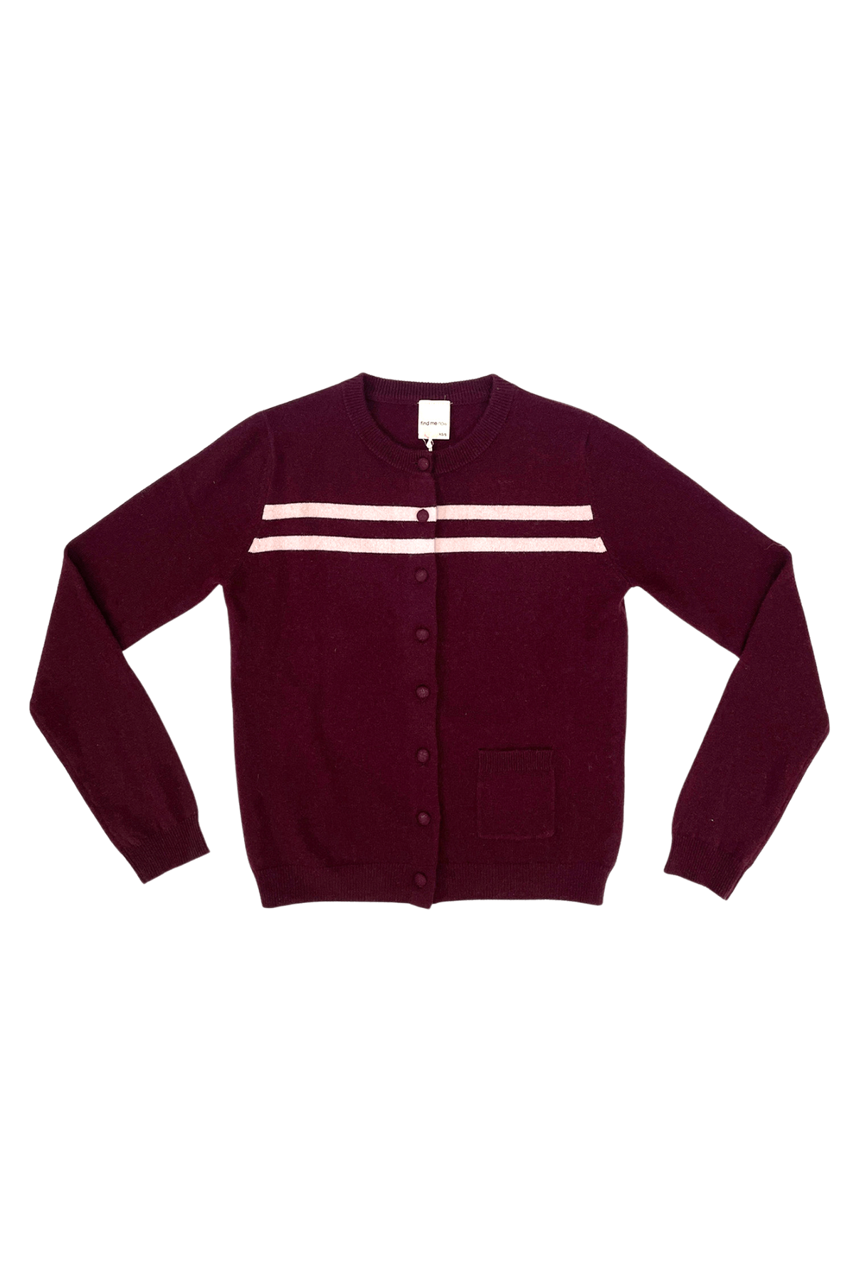 Cashmere Wool Stripe Cardigan In Rasberry Cream