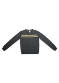 Cashmere Wool Stripe Cardigan in Charcoal/Butter