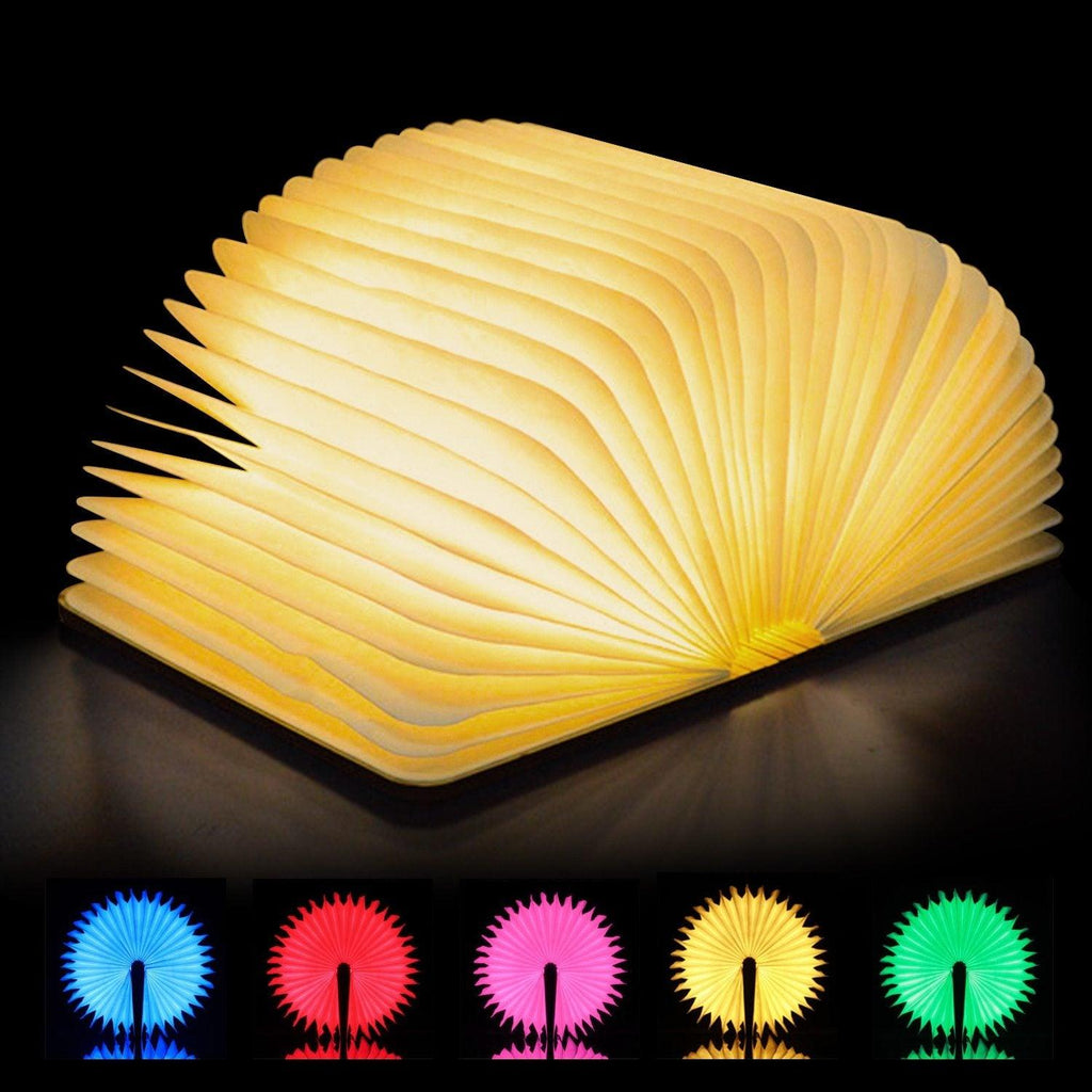 STEVVEX Led Book Lamp Light USB Rechargeable Foldable Wooden Night Light Valentine Birthday Christmas Gift for Family Friend Rechargeable Unique Gift