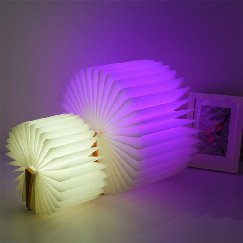 STEVVEX Led Book Lamp Light USB Rechargeable Foldable Wooden Night Light Valentine Birthday Christmas Gift for Family Friend Rechargeable Unique Gift