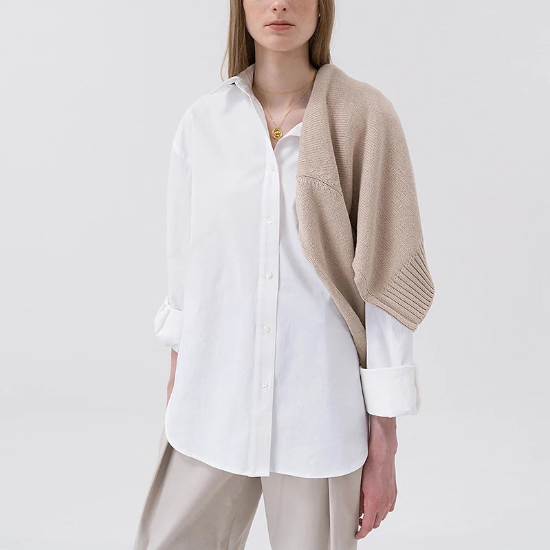 Solid Turn-Down Collar Long-Sleeved Shirts