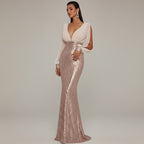 Noble Evening Rose Gold Sequin Dress