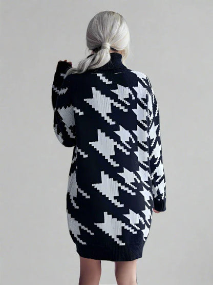 Big Houndstooth Sweater Dress