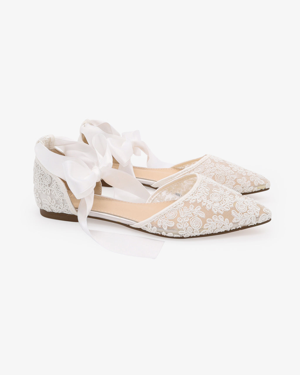 Crochet Lace Pointy Toe with Ankle Tie or Ballerina Lace Up