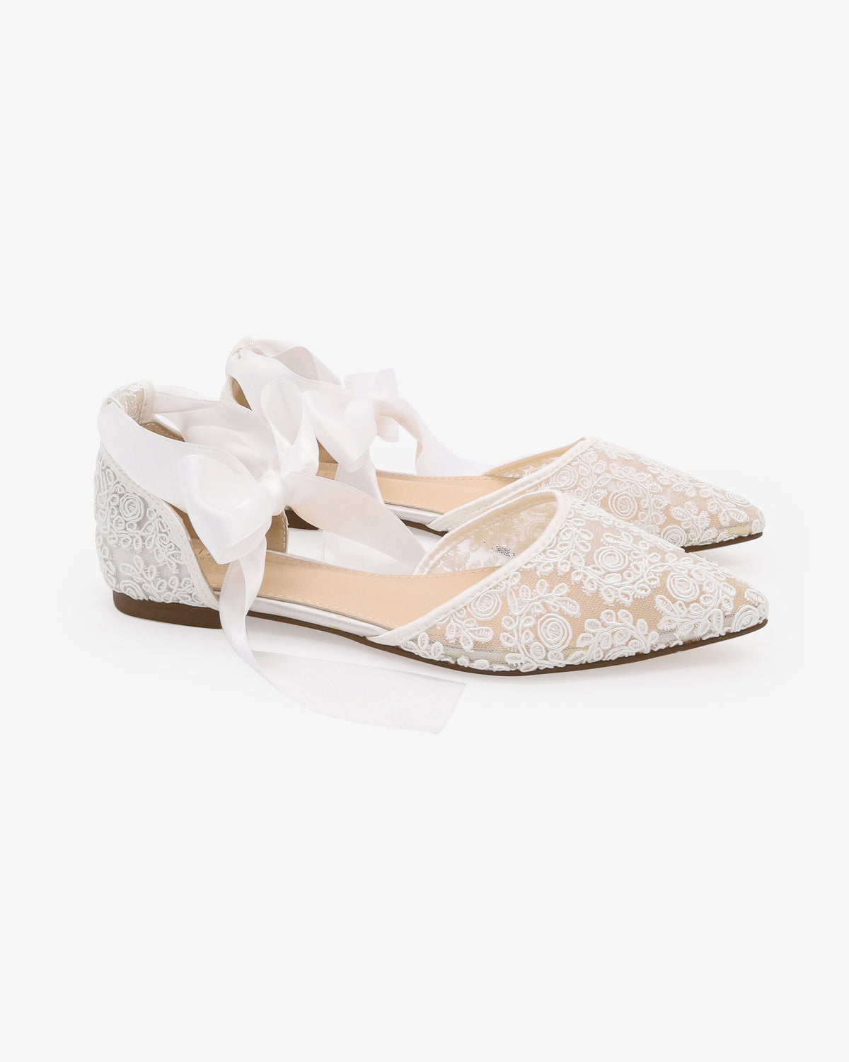 Crochet Lace Pointy Toe with Ankle Tie or Ballerina Lace Up